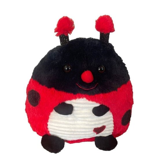 Hug Me Ladybug 12 in Stuffed Animal Plush Red Black Polka Dots Glitter Hearts - Picture 1 of 7